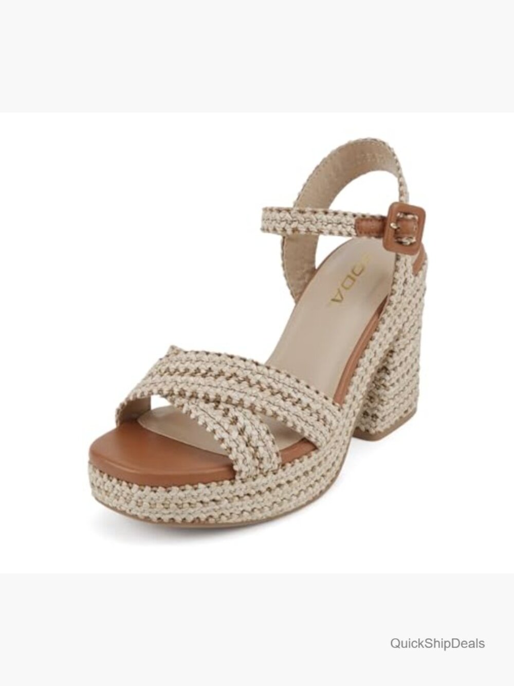 Square Open Toe Crisscross Band Ankle Strap High Heel Platform Sandal - Picture 2 of 5